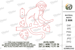 3D Tree Branch Silhouette Decor Laser Cut. Monkey SVG Product Image 2