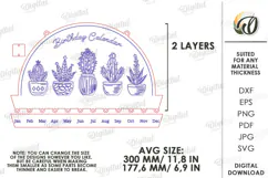 Family Birthday Calendar Laser Cut. Wall Calendar SVG Product Image 2
