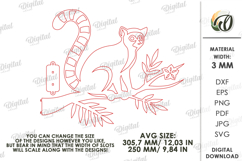 3D Tree Branch Silhouette Decor Laser Cut. Lemur SVG Product Image 2