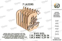 3D Word stand decor Laser Cut. My queen SVG. Flower holder Product Image 2
