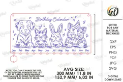 Family Birthday Calendar Laser Cut. Wall Calendar SVG Product Image 2