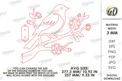 Tree Branch Silhouette Decor Laser Cut. Bird SVG Product Image 2