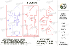 Triple birdhouse Wall Decor Laser Cut. Rustic Home sign SVG Product Image 2
