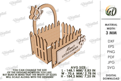 Mother's Day Flower Gift Box Laser Cut. Flower Holder SVG Product Image 2