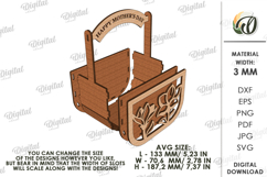 Mother's Day Flower Gift Box Laser Cut. Flower Holder SVG Product Image 2