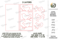 Triple bird Wall Decor Laser Cut. Rustic Home sign SVG Product Image 2