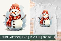 Christmas Snowman | Sublimation Design | Watercolor Clipart Product Image 1
