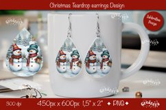 Christmas teardrop earrings sublimation design Snowman png Product Image 1