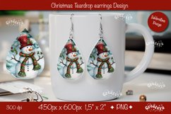 Christmas teardrop earrings sublimation design Snowman png Product Image 1