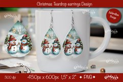 Christmas teardrop earrings sublimation design Snowman png Product Image 1
