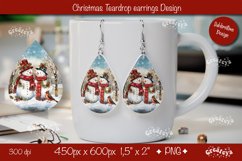 Christmas teardrop earrings sublimation design Snowman png Product Image 1