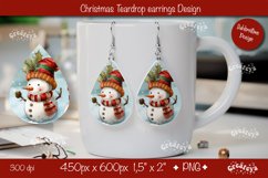 Christmas teardrop earrings sublimation design Snowman png Product Image 1