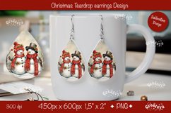 Christmas teardrop earrings sublimation design Snowman png Product Image 1