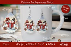 Christmas teardrop earrings sublimation design Snowman png Product Image 1