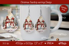 Christmas teardrop earrings sublimation design Snowman png Product Image 1
