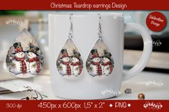 Christmas teardrop earrings sublimation design Snowman png Product Image 1