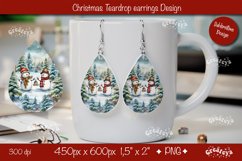 Christmas teardrop earrings sublimation design Snowman png Product Image 1