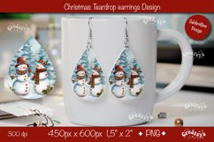 Christmas teardrop earrings sublimation design Snowman png Product Image 1