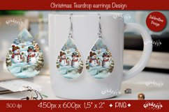 Christmas teardrop earrings sublimation design Snowman png Product Image 1