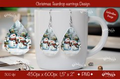Christmas teardrop earrings sublimation design Snowman png Product Image 1