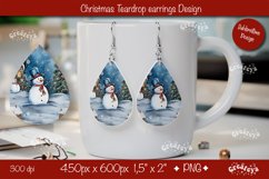 Christmas teardrop earrings sublimation design Snowman png Product Image 1