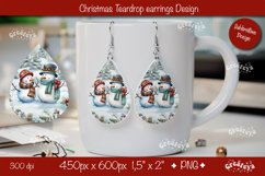Christmas teardrop earrings sublimation design Snowman png Product Image 1