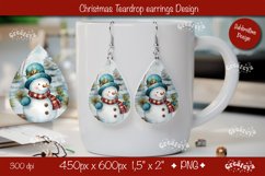 Christmas teardrop earrings sublimation design Snowman png Product Image 1
