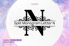 Flourish Ornament Split Monogram Letter N Product Image 1
