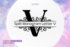 Flourish Ornament Split Monogram Letter V Product Image 1