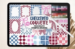 Checkered Coquette Procreate Stamps &amp; Brushes. Bows, Gingham Product Image 1