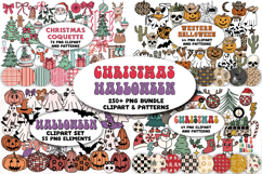 Christmas Halloween Bundle Clipart and Seamless Patterns Product Image 1