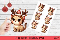 Christmas Sticker Printable PNG. Kitty Sticker PNG Product Image 1