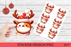 Christmas Kitty Sticker PNG. Sticker Printable PNG Product Image 1
