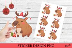 Christmas Sticker Printable PNG. Capybara Sticker PNG Product Image 1