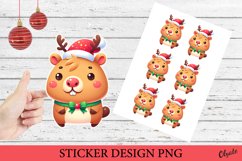Christmas Sticker Printable PNG. Cute Capybara Sticker PNG Product Image 1