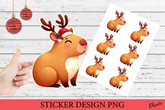 Christmas Capybara Sticker PNG. Sticker Printable PNG Product Image 1