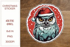 Cute Owl | Christmas Sticker | Watercolor PNG Product Image 1