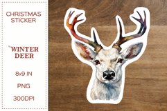 Winter Deer | Christmas Sticker | Watercolor PNG Product Image 1