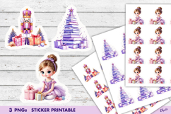 Cute Lilac Christmas Stickers PNG. Watercolor Christmas PNG Product Image 1