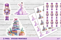 Cute Lilac Christmas Stickers PNG. Watercolor Christmas PNG Product Image 1