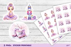 Cute Lilac Christmas Stickers PNG. Watercolor Christmas PNG Product Image 1