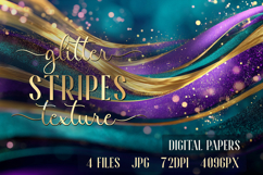 Glitter Teal Violet Golden Stripes backgrounds|Digital Paper Product Image 1
