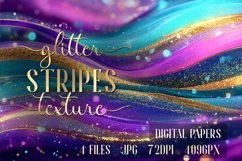 Glitter Teal Violet Golden Stripes backgrounds|Digital Paper Product Image 1