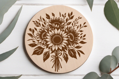 Sunflower Bouquet SVG | Farmhouse Floral Line Art Engraving Product Image 2