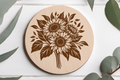 Sunflower Bouquet SVG Design | 4 Laser Engraving Cut Files Product Image 2