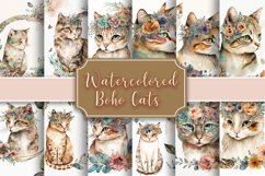 Watercolor Boho Cats Illustrated 12 Variations Product Image 1