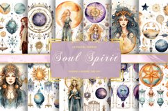 Boho Witchy Watercolor Crystal Tarot Illustration Bundle Product Image 1