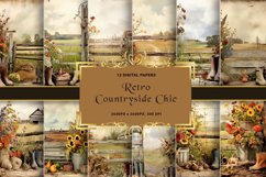 Retro Countryside Chic Digital Papers Collection Bundle Product Image 1