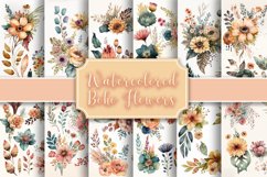 Watercolored Boho Flowers Illustrated 12 Variations Product Image 1