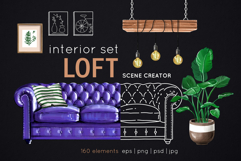 Interior set loft style. Living room creation kit. Product Image 1